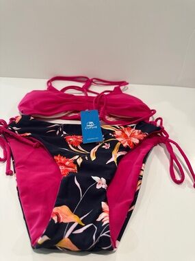 NWT Cupshe Live Life on the Beach Bikini with braid on the sides of the bottom.